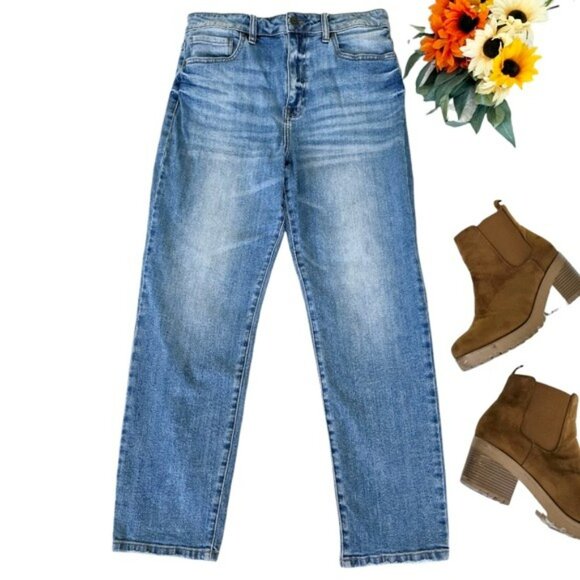 Eunina Women's Super High Rise Mom Jeans Size 15 Blue Denim Ankle Tyler Stretchy - Picture 14 of 14